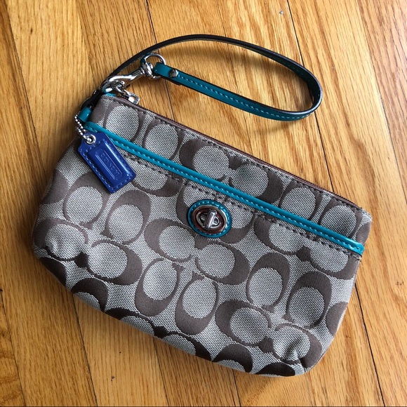 Coach Handbags - COACH wristlet wallet/clutch with signature logo print